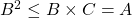 B^2 \leq B \times C = A