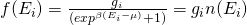 f(E_i) = \frac{g_i}{(exp^{\beta(E_i-\mu)}+1)}=g_i n(E_i)