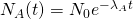 N_A(t) = N_0 e^{-\lambda _A t}
